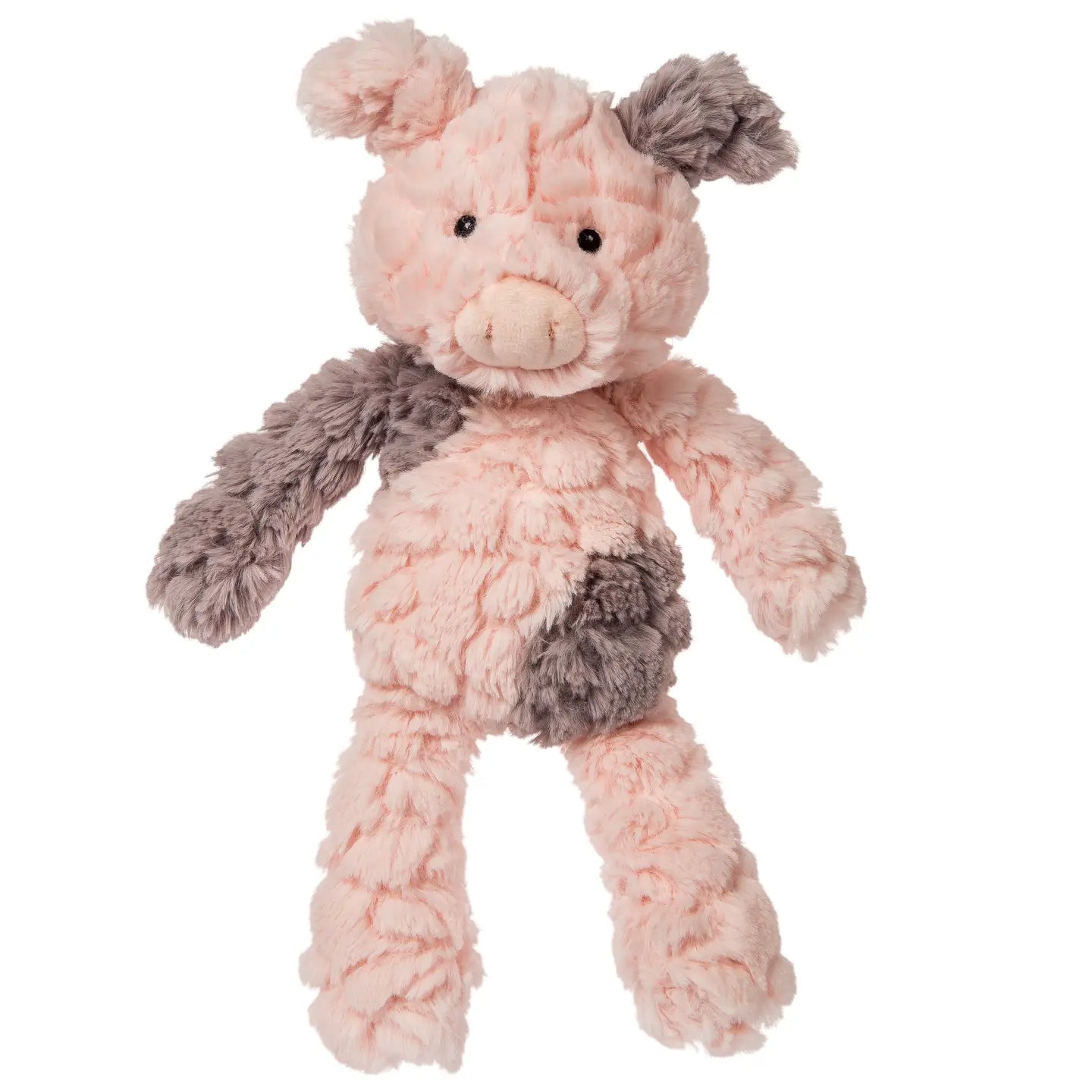 Mary Meyer Putty Nursery Piglet plush toy with soft pink fabric, featuring embroidered eyes and a gentle expression.