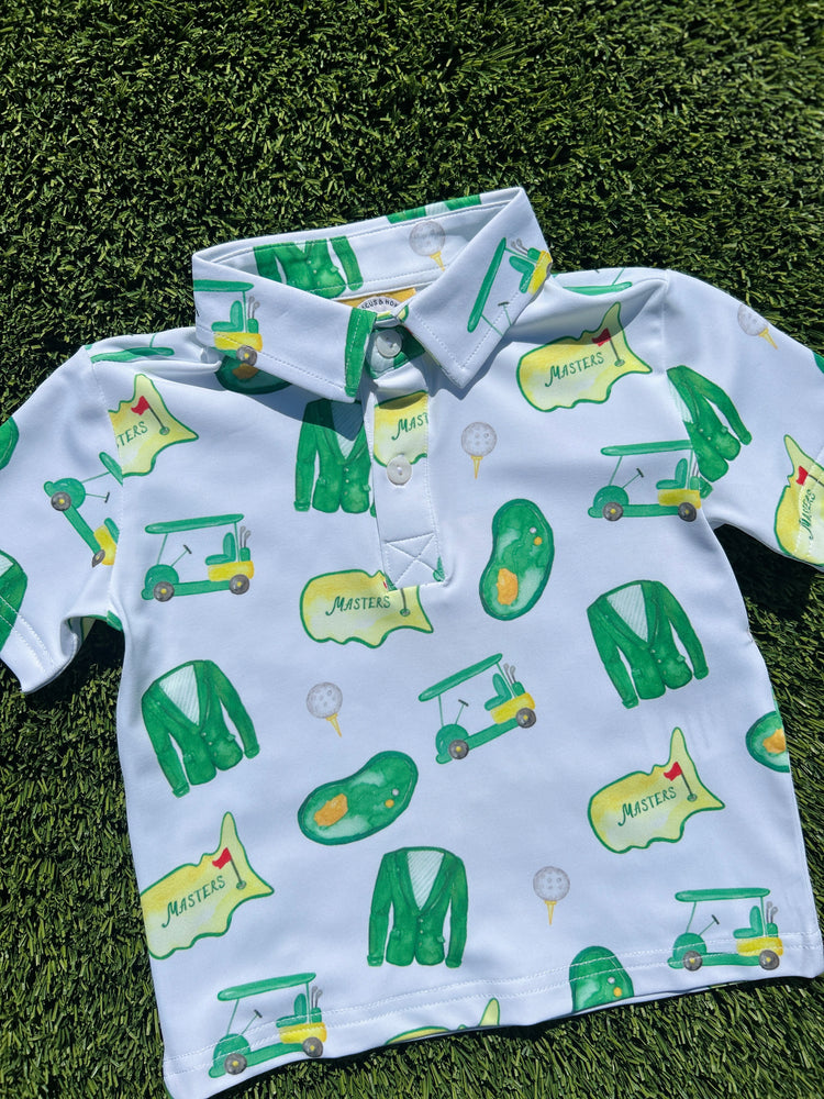 
            
                Load image into Gallery viewer, Hibiscus &amp;amp; Honey - Hole in One Boys Knit Polo
            
        