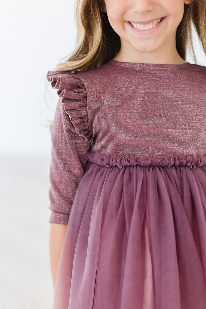 Mila & Rose - Mauve Shimmer 3/4 Sleeve Tutu Dress