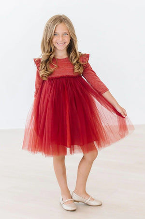 Mila & Rose - Pumpkin Spice Shimmer 3/4 Sleeve Tutu Dress