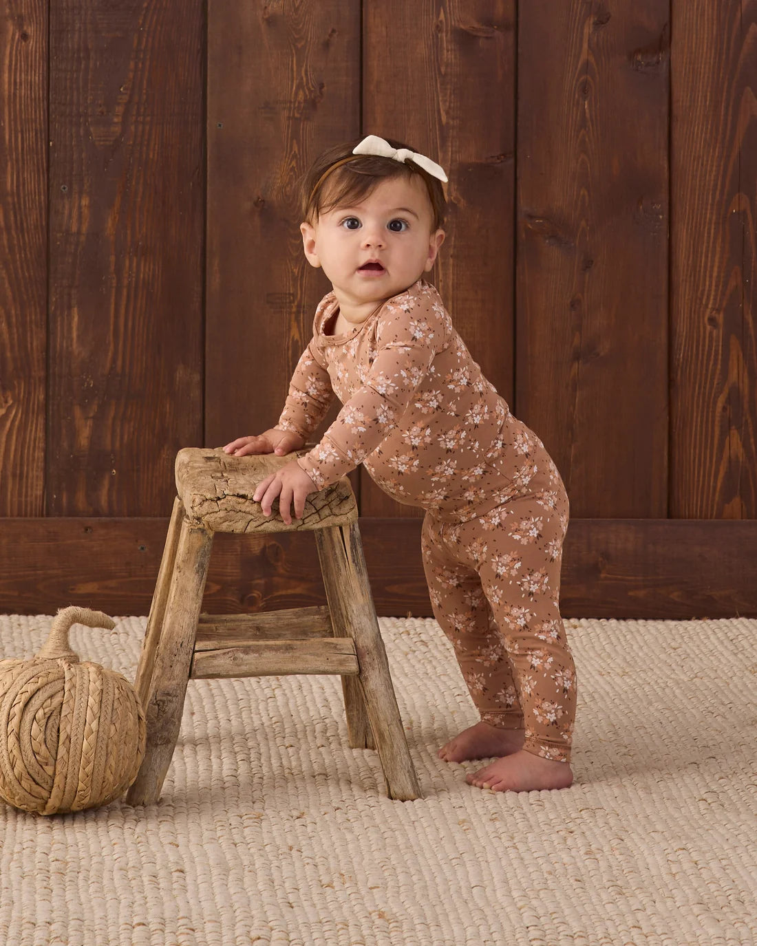 Fall floral bamboo pajama set by Quincy Mae, featuring a soft, floral print on cozy bamboo fabric perfect for comfortable nights.