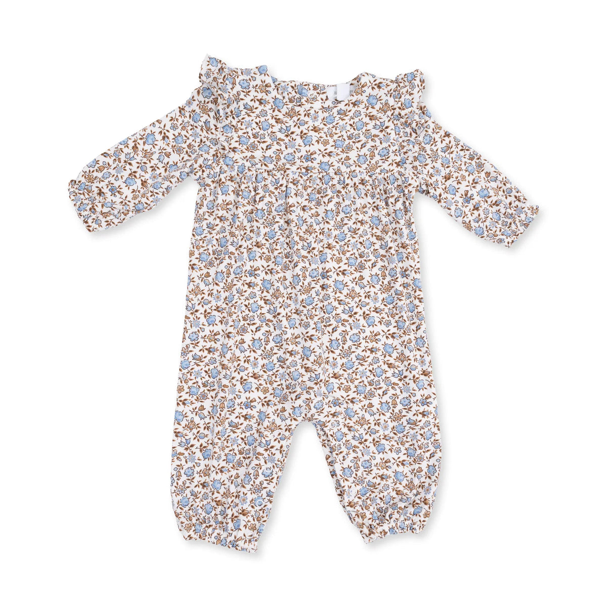 Angel Dear Hazel floral ruffle sleeve romper for girls, featuring a cute floral pattern and ruffle sleeves.