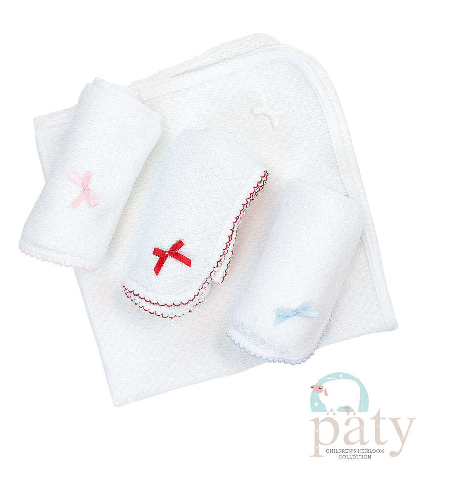 Paty -  Knit Receiving/Swaddle Blanket w/ Bow