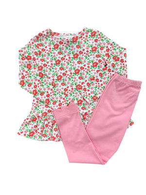 James & Lottie - Loren Knit Legging Set - Red & Pink Floral