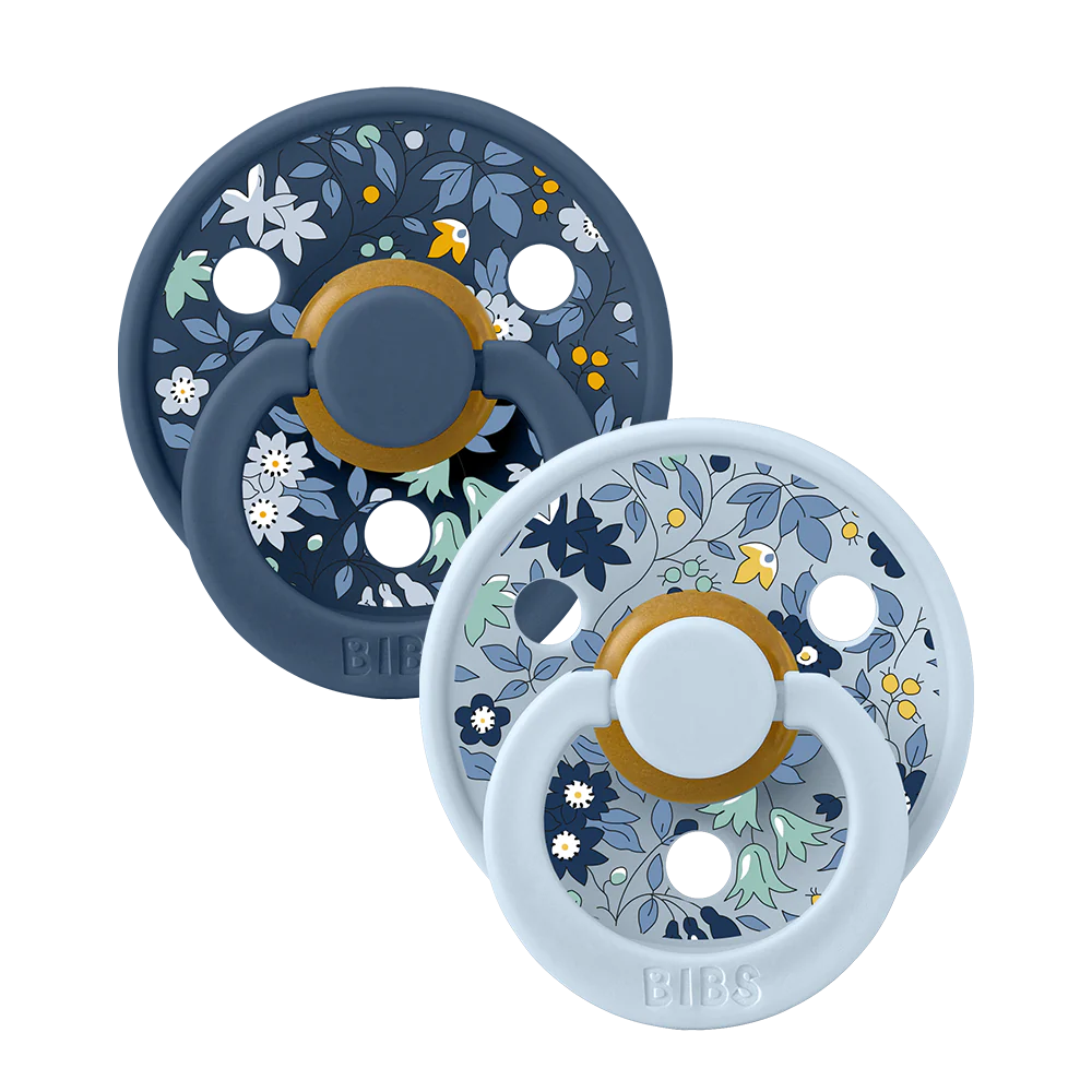 BIBS Pacifier - 2 pack Chamomile Lawn Latex - Baby Blue MIx