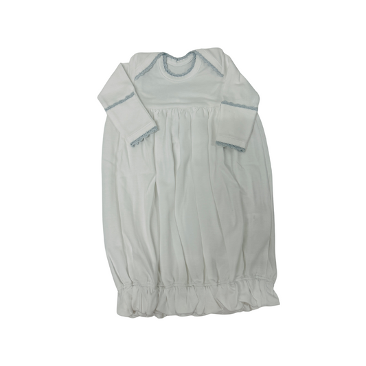 Squiggles - White Lap Shoulder Gown w/ Blue Crochet