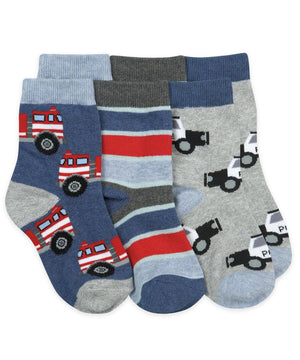 Jefferies Socks - Rescue Vehicles Pattern Crew Socks 3 Pair Pack