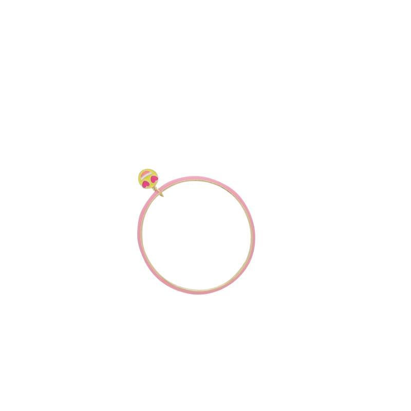 Jane Marie - Pink Enamel Bangle with Happy Face Charm