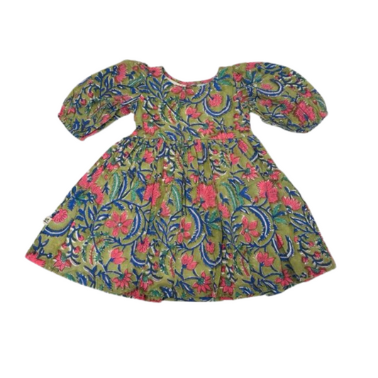 eight thousand miles - Lantern Sleeve Dress - Forest Floral