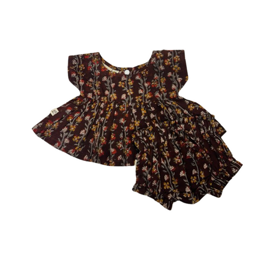 eight thousand miles - Cap Sleeve Tunic and Bloomer Set - Brown Creepers