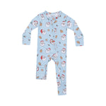Angel Dear - Blue Vintage Santas Zip Romper