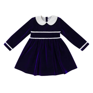 Henry Duvall - Long Sleeve Grace Dress in Midnight Blue Velvet