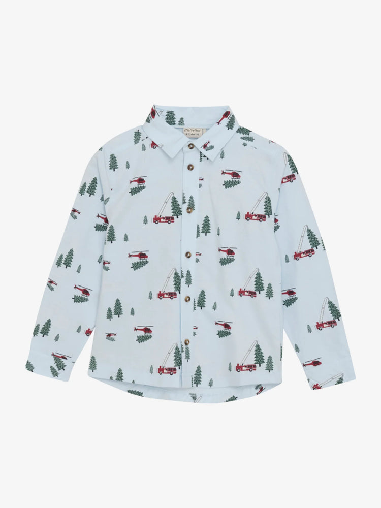 minymo - Firetruck Christmas Button Up