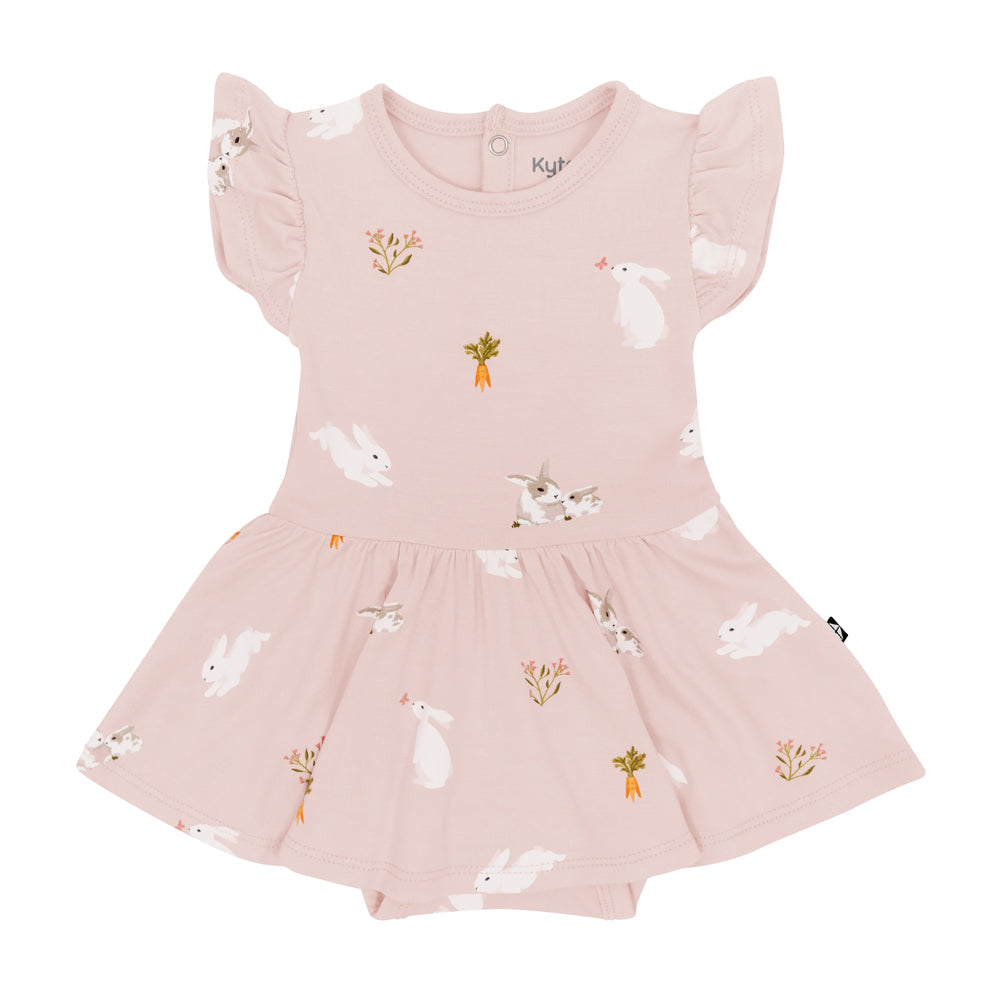 Kyte - Twirl Bodysuit Dress in Blush Rabbit