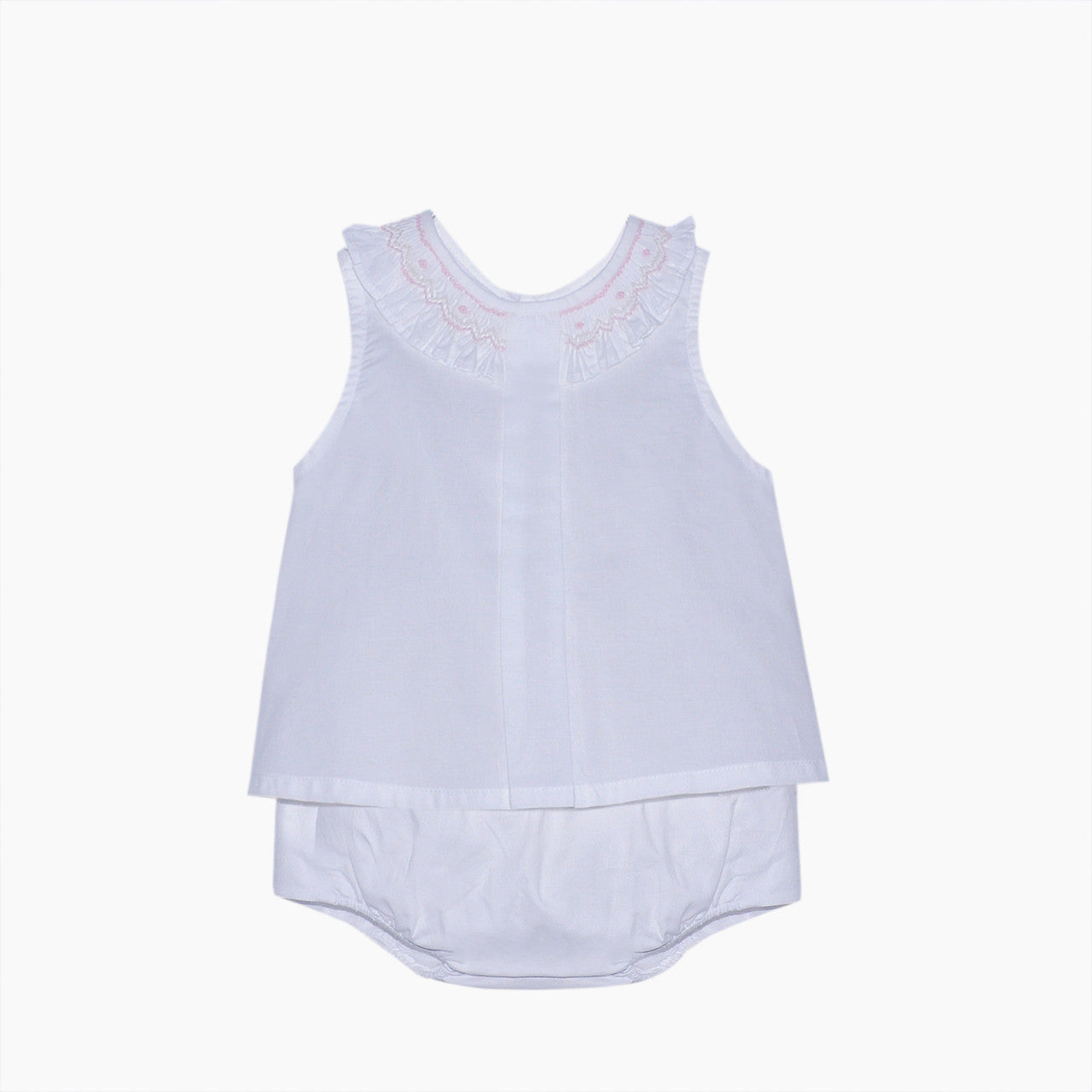 White Alice bloomer set by Remember Nguyen, featuring soft fabric and classic design for comfortable toddler wear.