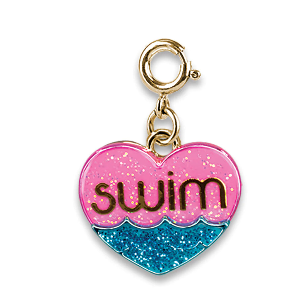 Charm It! - Gold Glitter Swim Heart Charm