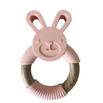 Chewable Charm - Bunny Silicone + Wood Teether - Peony Pink