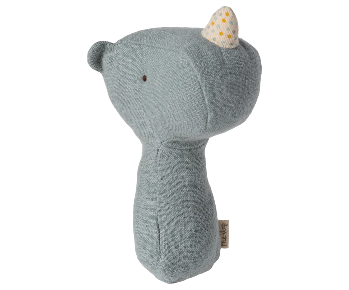 Maileg - Dusty Blue Lullaby Friends Rhino Rattle