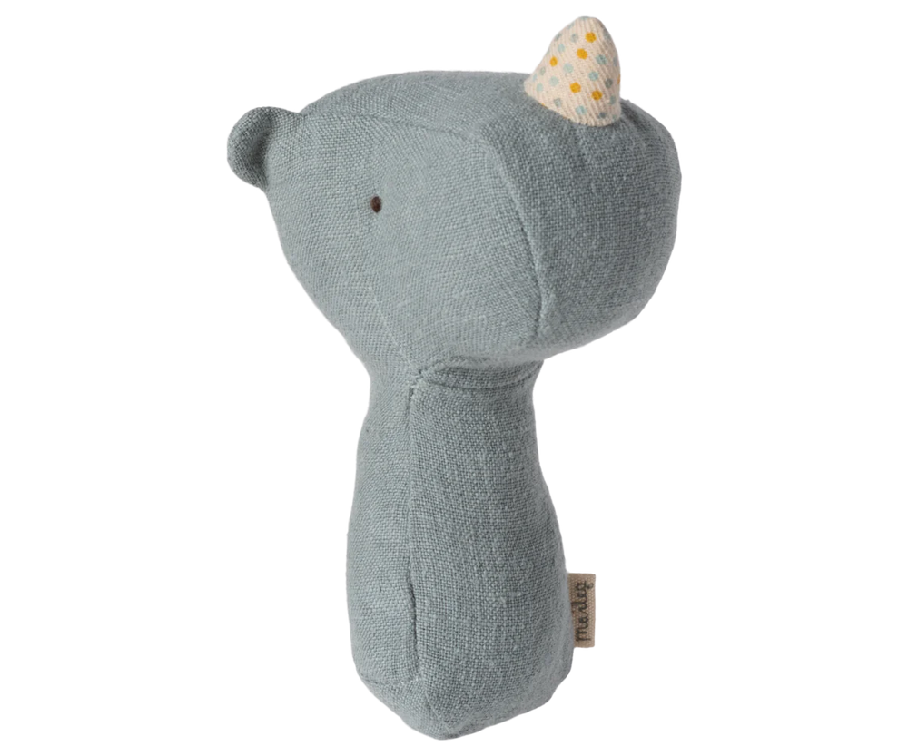 Maileg - Dusty Blue Lullaby Friends Rhino Rattle