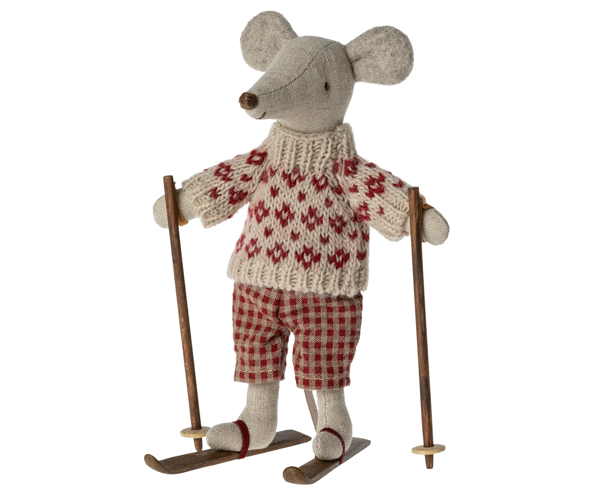 Winter Mouse with Ski Set, Mum