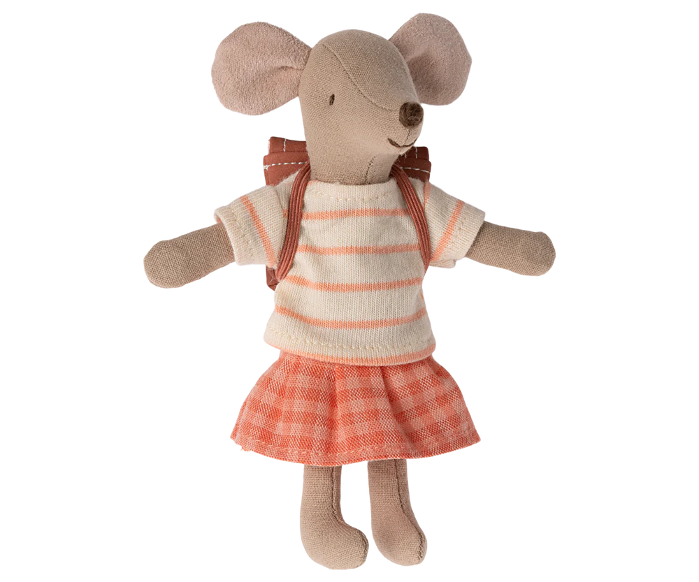 Maileg - Coral Big Sister Tricycle Mouse