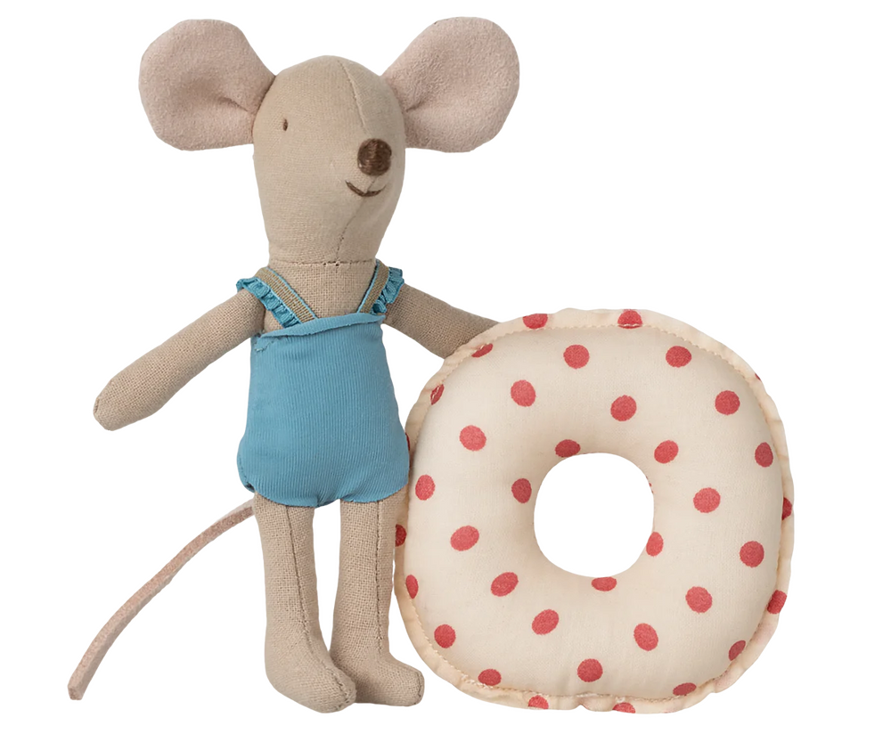 Maileg - Beach Mouse w/ Float, Little Sister Red Dot