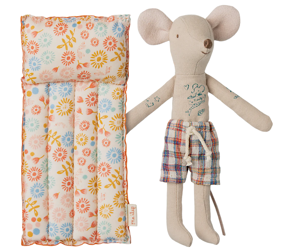 Maileg - Beach Mouse w/ Air Mattress, Dad - Flower