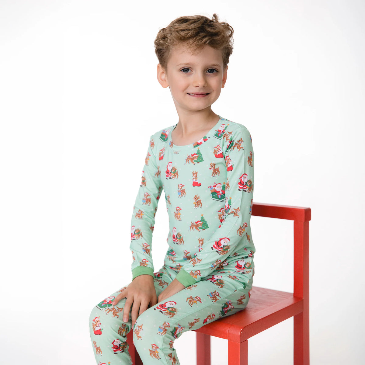 Vintage Reindeer & Santa Long Sleeve Loungewear Set
