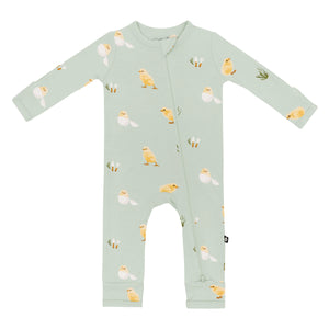 Kyte - Zippered Romper in Aloe Chick