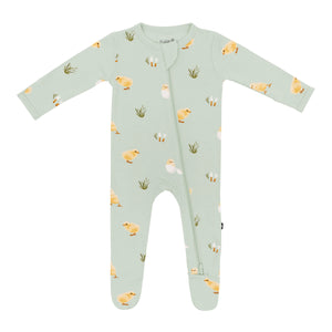 Kyte - Zippered Footie in Aloe Chick