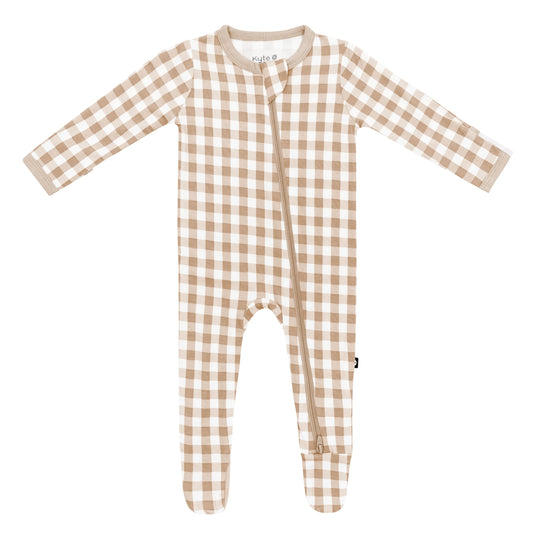Zippered Footie in Gingham Bisque
