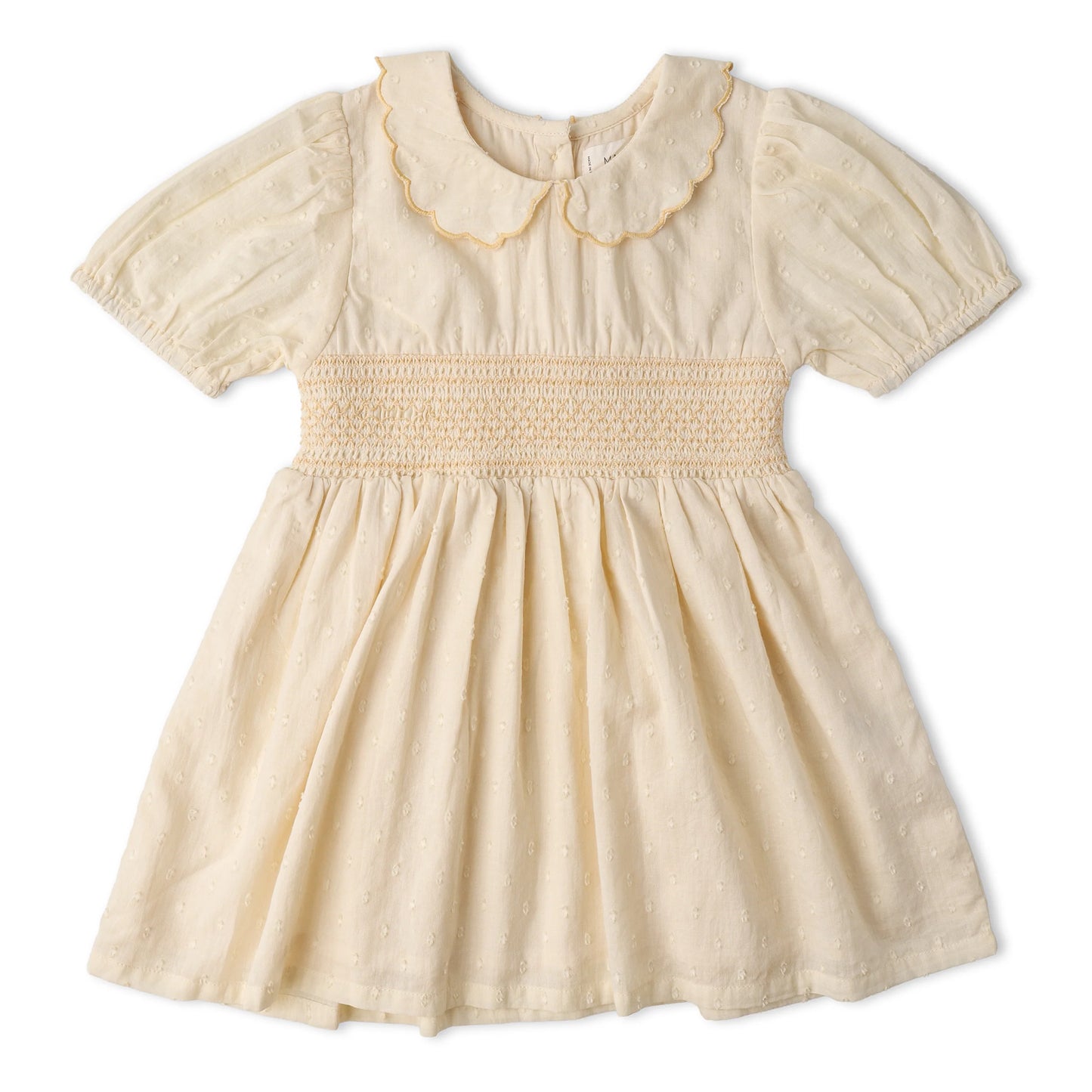 Butter Yellow Organic Smocked Collar Dress