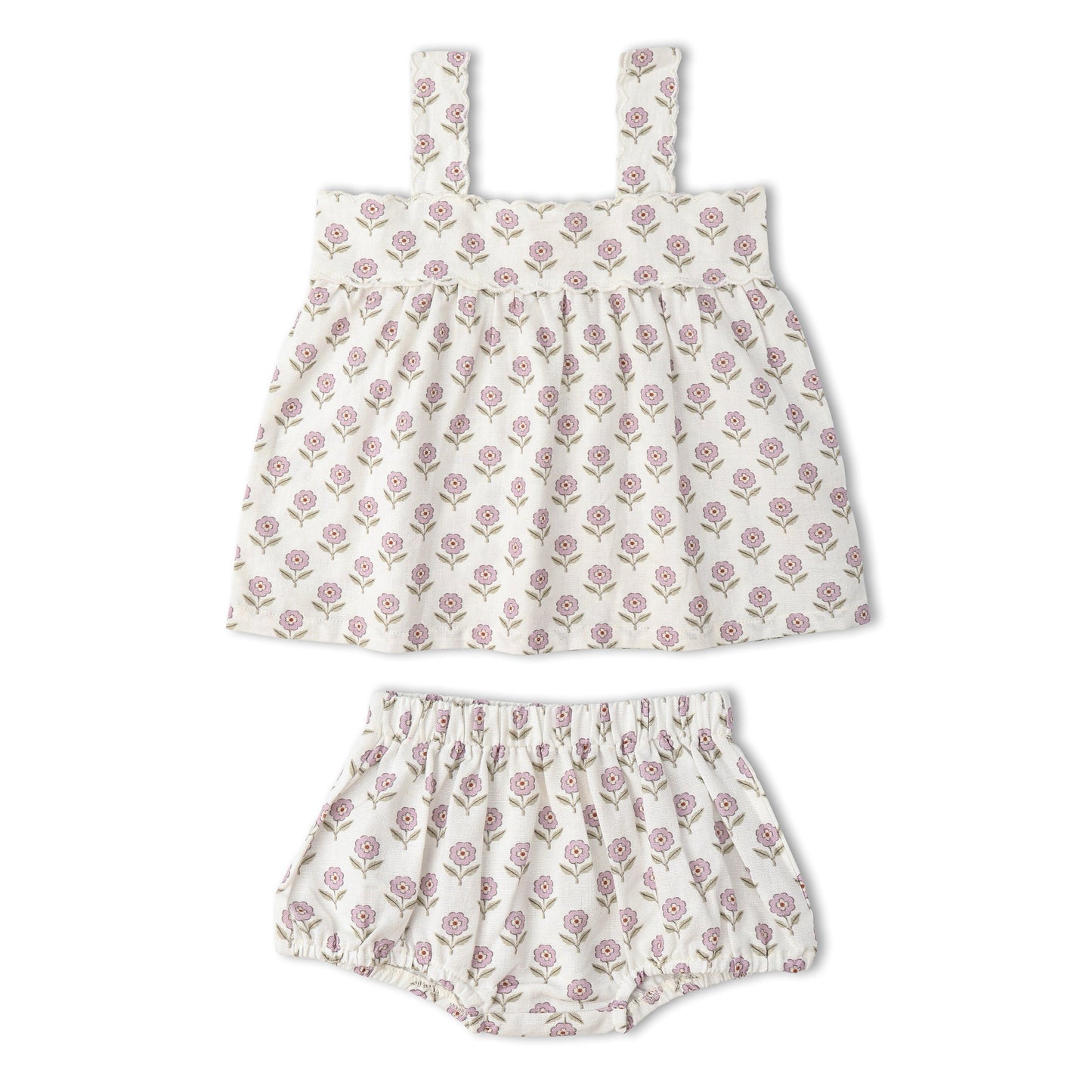 Lavender Organic Scalloped Top & Bloomers Set