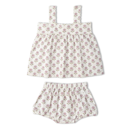 Lavender Organic Scalloped Top & Bloomers Set