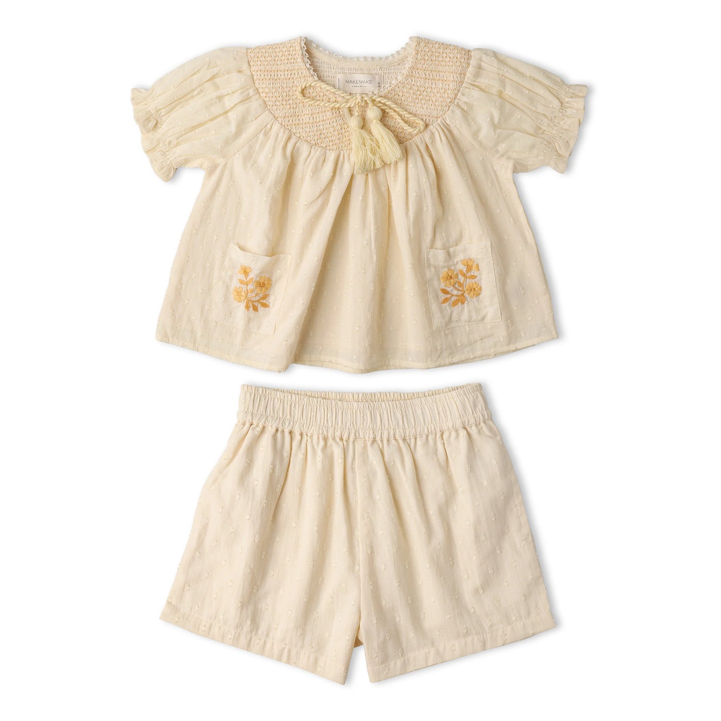 Butter Yellow Organic Smocked Top & Shorts Set