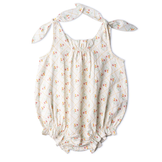 Spring Weave Organic Tie Shoulder Bubble Romper