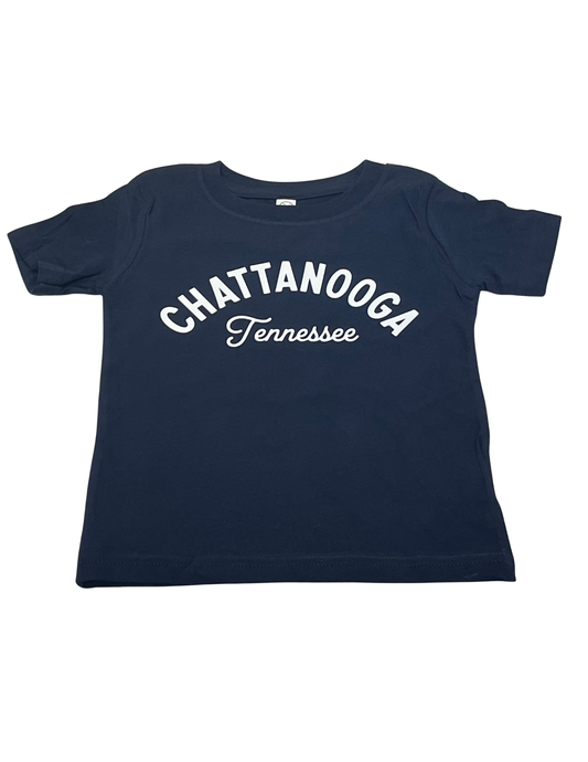 Navy Chattanooga Kids T-Shirt by Bump & Beyond Designs, featuring a comfortable cotton fabric and casual fit.