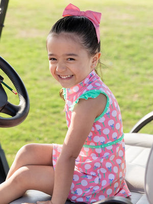 Ruffle Butts - Pink Tee Time Sleeveless Zip Ruffle Sleeve Active Dress