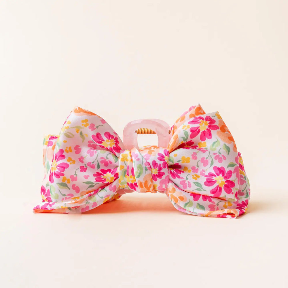 The Darling Effect - Satin Bow Claw Clip-Secret Garden Pink