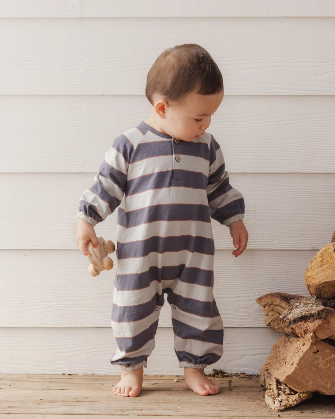 Sage Stripe Henley Jumpsuit