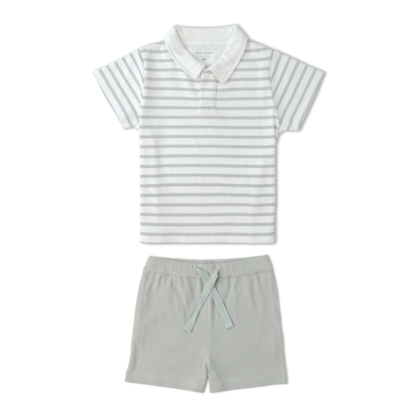 Fog Stripes Organic Collar Tee & Shorts Set