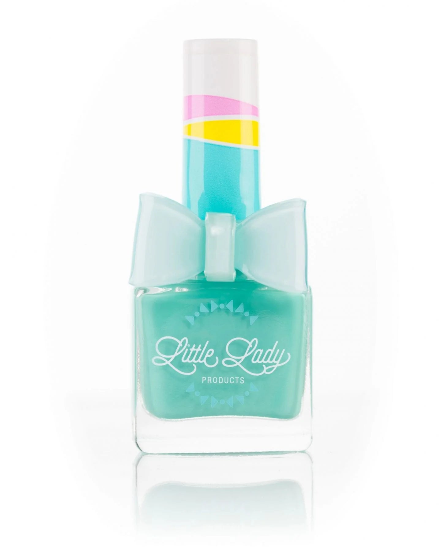 Little Lady Kid-Safe Scented Nail Polish in Watermelon Twist with pink and green bottle and colorful packaging.