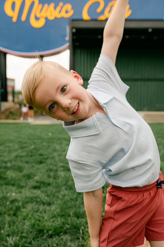 Little Paper Kids - Archie Polo - French Blue Stripes