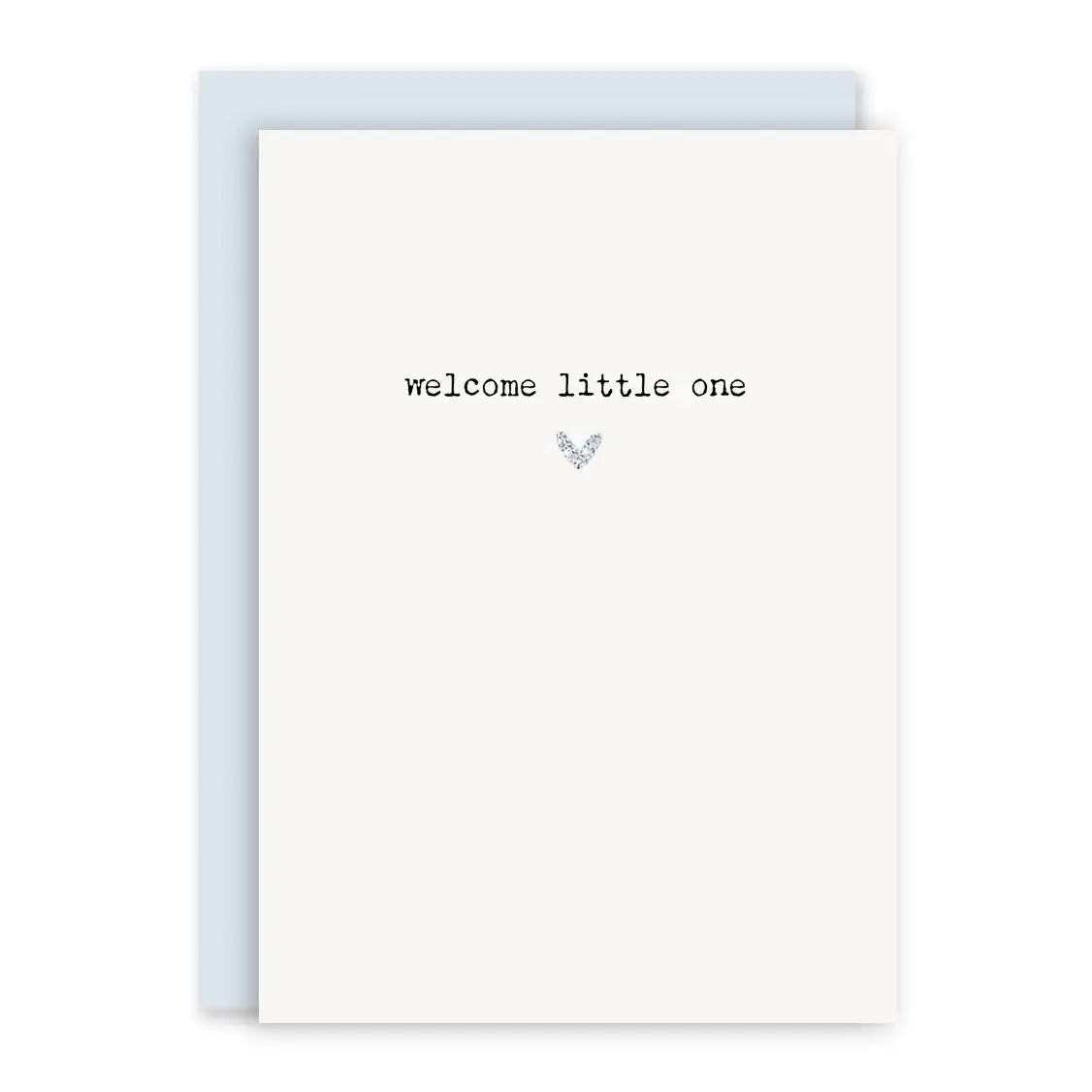 Blue "Welcome Little One" baby card from Sweet E's Children's Boutique featuring a cute design for newborns.