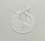 Baby Sen - White Bib - Pink Cross