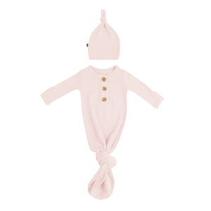 Kyte Baby - Ribbed Knotted Gown with Hat Set - Blush