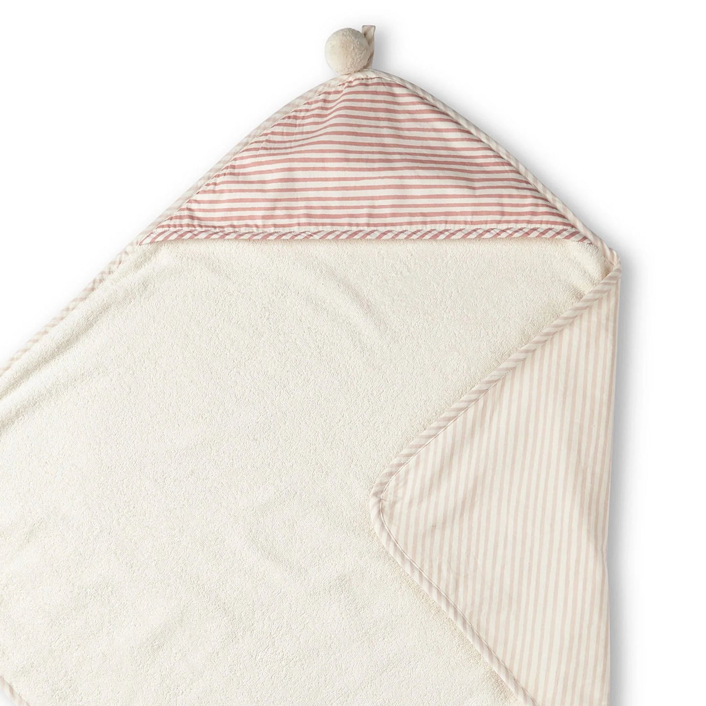 Pehr Stripes Away Petal hooded towel with colorful striped design and cozy hood for babies or young children.