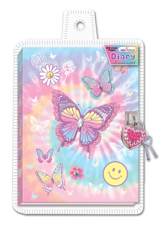 Tie Dye Butterfly Diary with Lock & Key