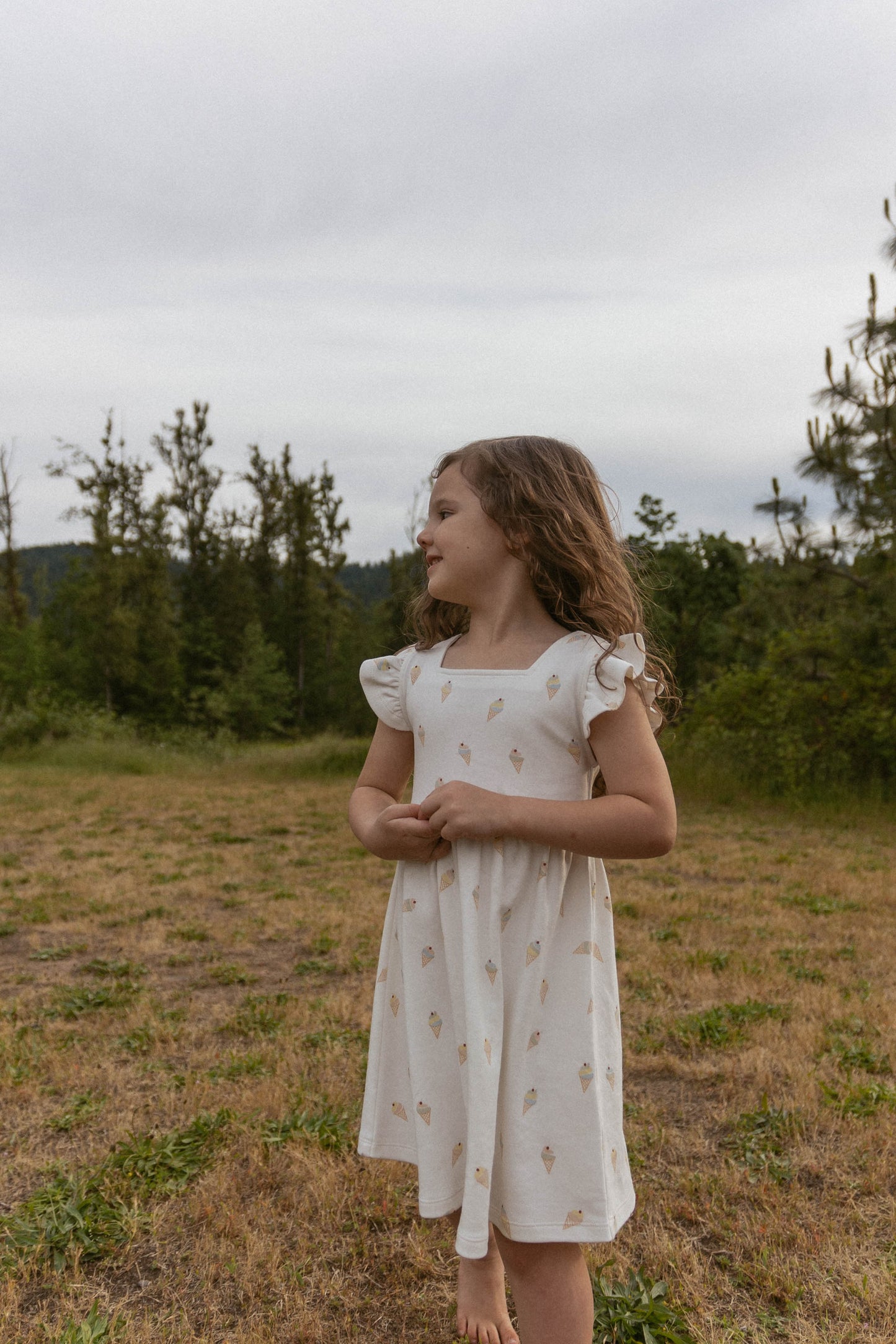 Ice Cream Organic Cutout Back Dress