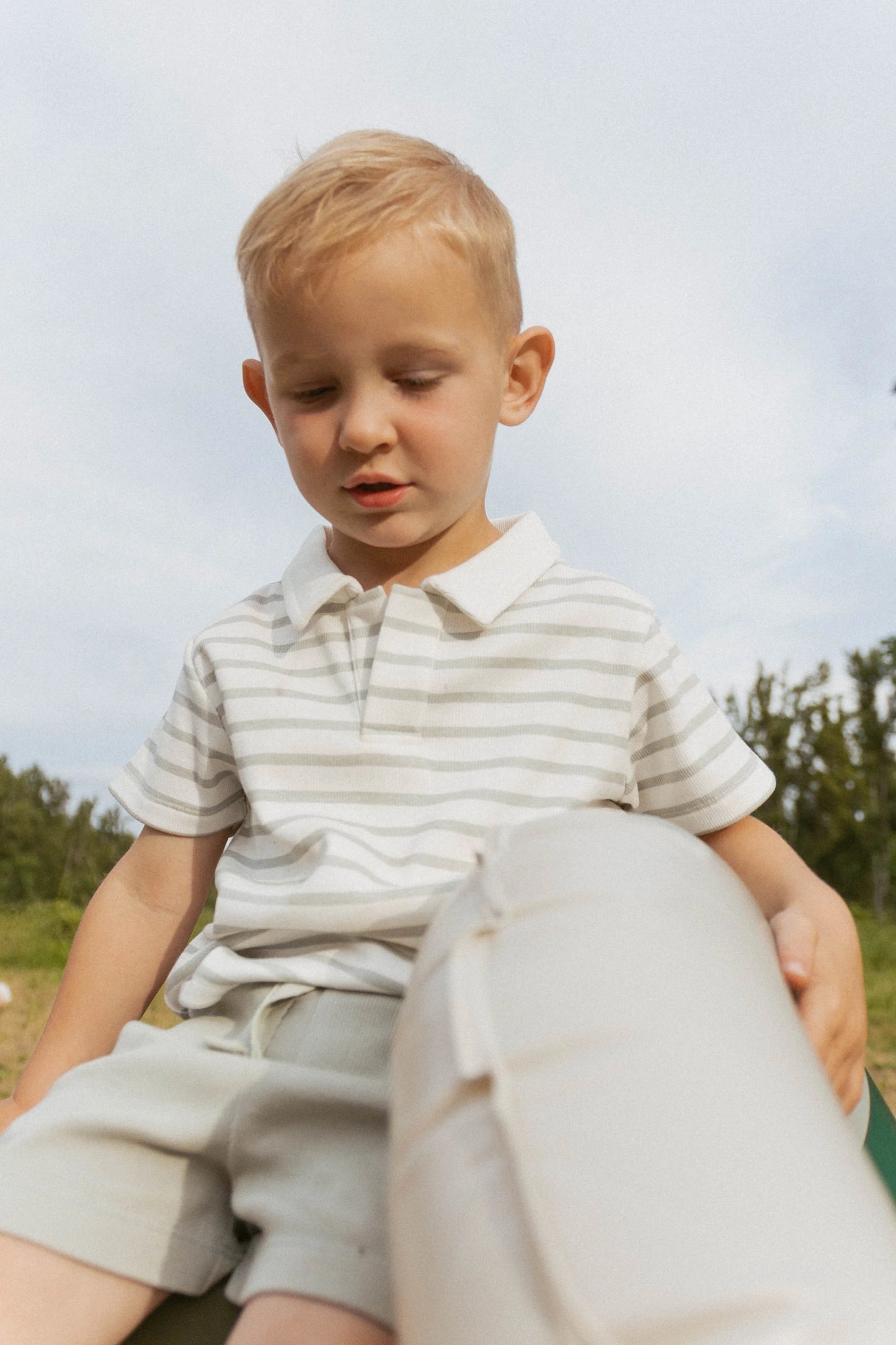 Fog Stripes Organic Collar Tee & Shorts Set